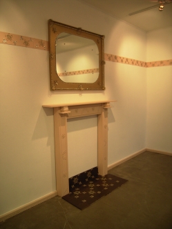 Hearth, Mantel, Mirror (2006) ring pulls, timber, tiles, mirror